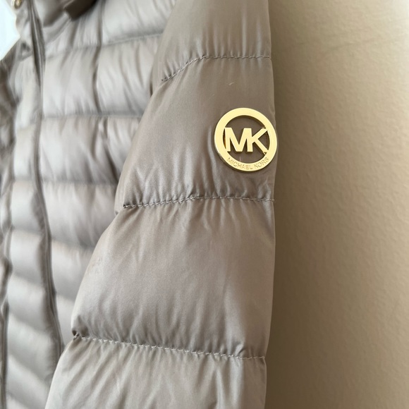 Michael Kors packable puffer winter coat with hood size S brown taupe tan - Picture 5 of 9